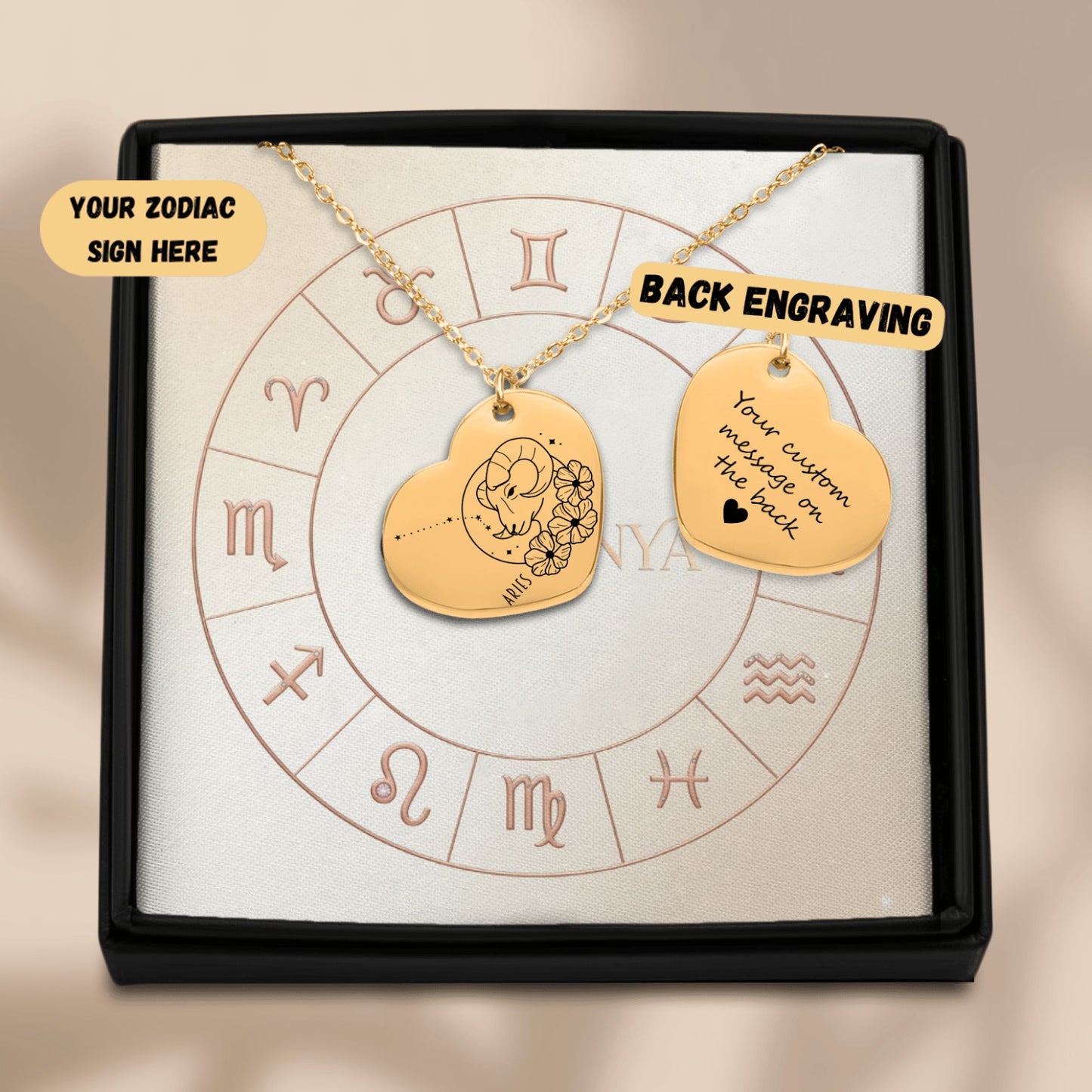 Aries Zodiac Necklace | Timeless Engraved Jewelry