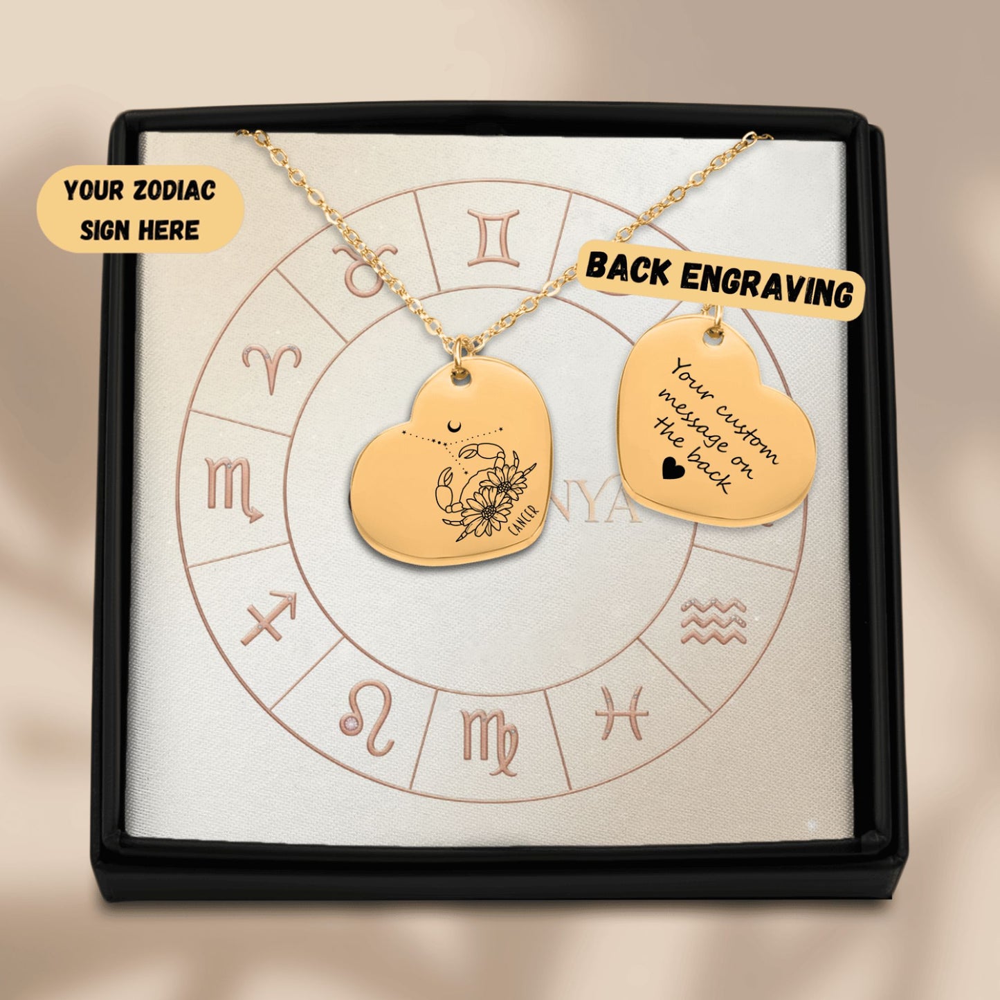 Cancer Zodiac Necklace | Timeless Engraved Jewelry