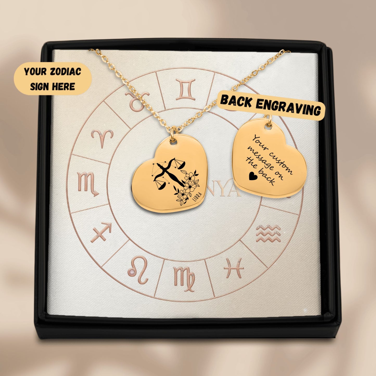 Libra Zodiac Necklace | Timeless Engraved Jewelry