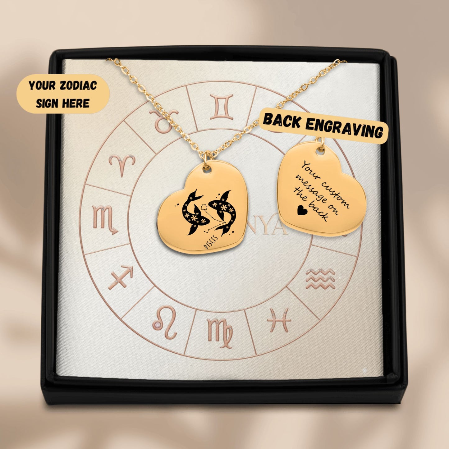 Pisces Zodiac Necklace | Timeless Engraved Jewelry