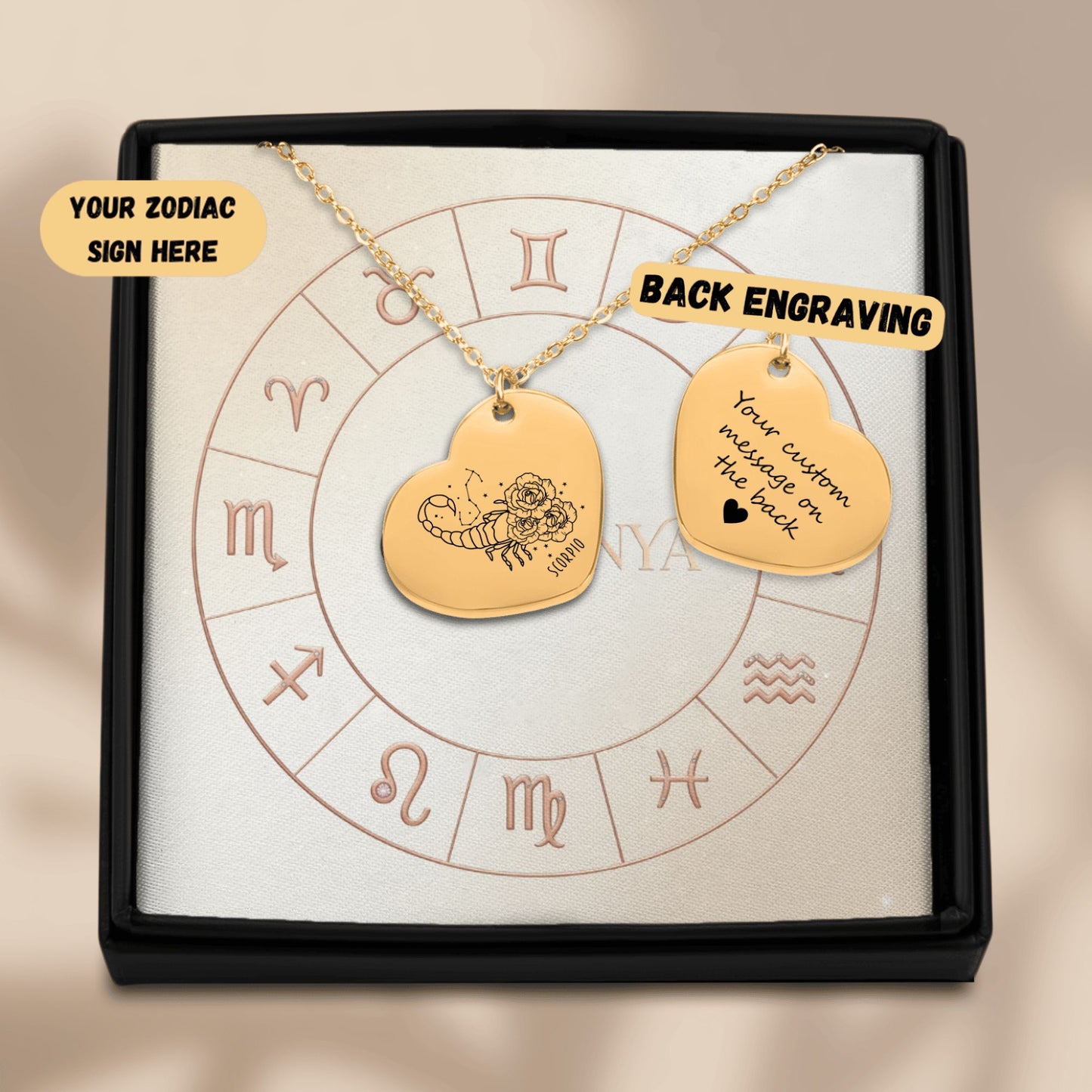 Scorpio Zodiac Necklace | Timeless Engraved Jewelry