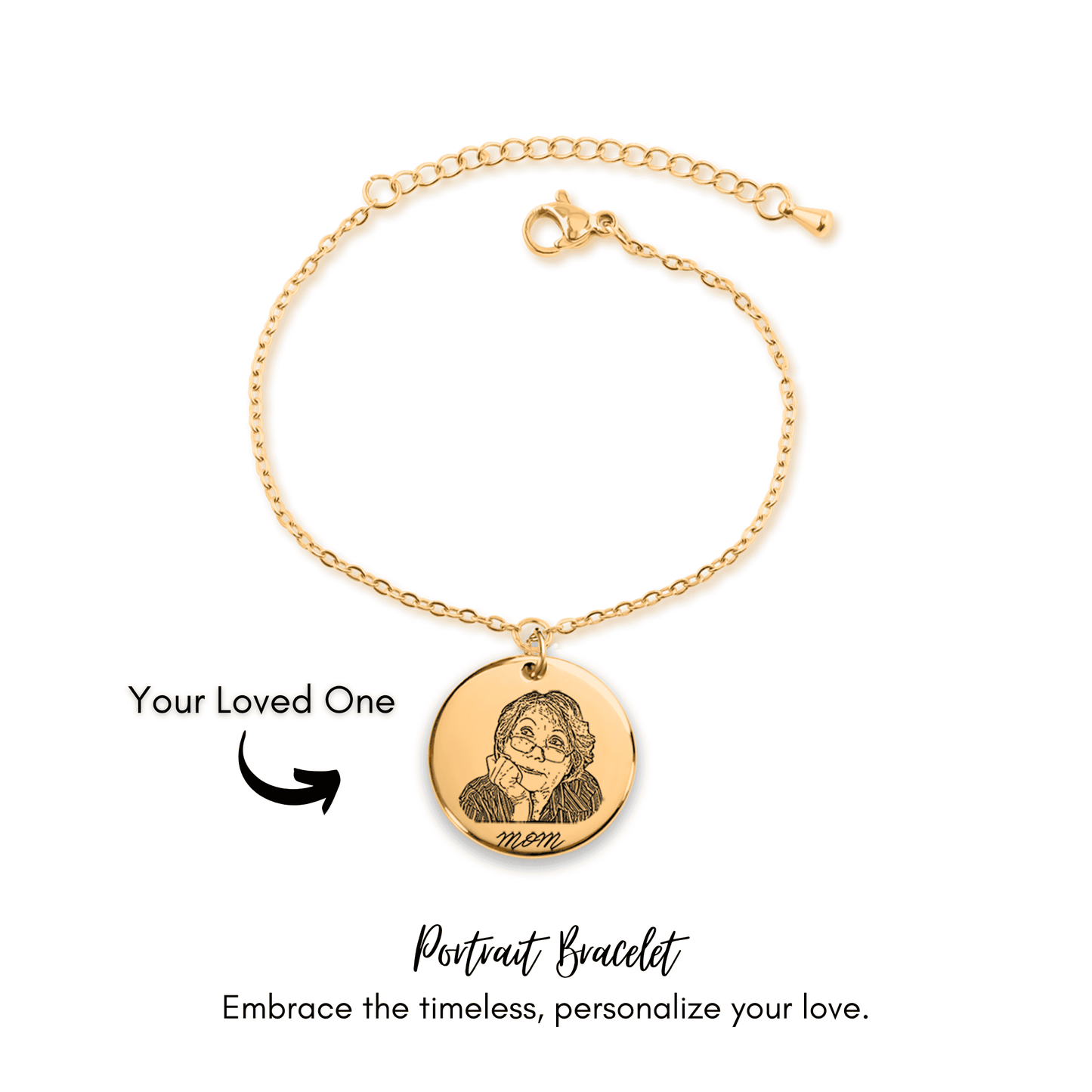 Timeless Mom | Hand-Drawn Portrait Chain Bracelet