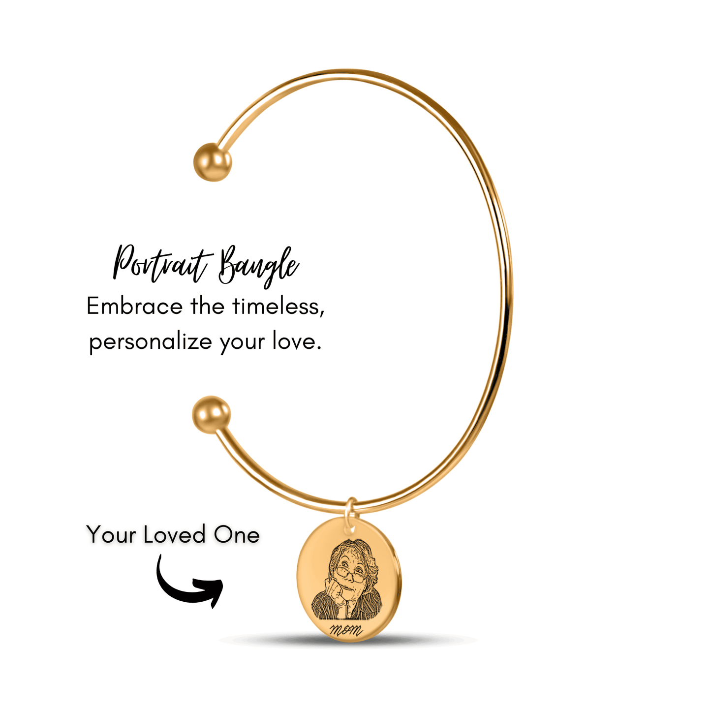Timeless Mom | Hand-Drawn Portrait Bangle