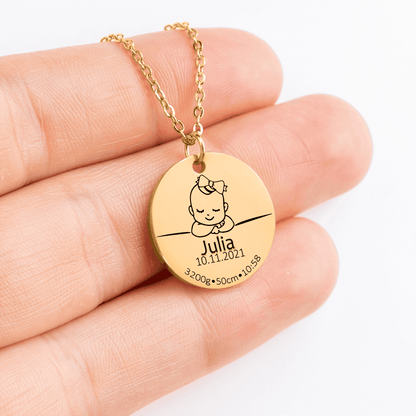 Personalized Baby Birth Details Necklace | Family Keepsake