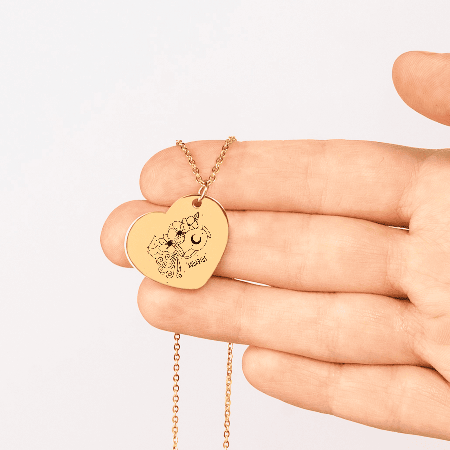 Aquarius Zodiac Necklace | Timeless Engraved Jewelry