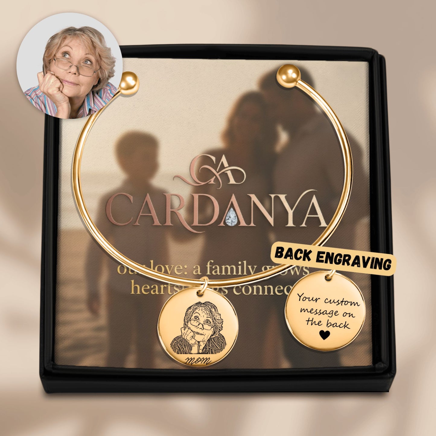 Timeless Mom | Hand-Drawn Portrait Bangle