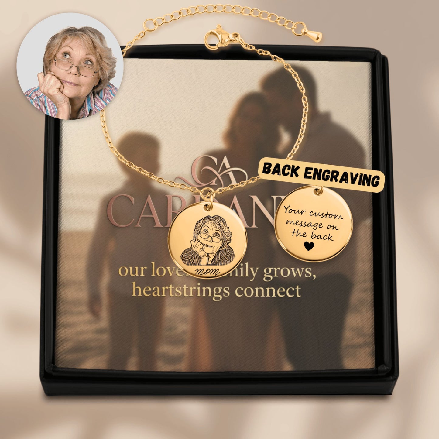 Timeless Mom | Hand-Drawn Portrait Chain Bracelet