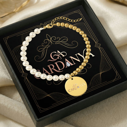 Mother of Pearl Bracelet with Personalized Gold Coin