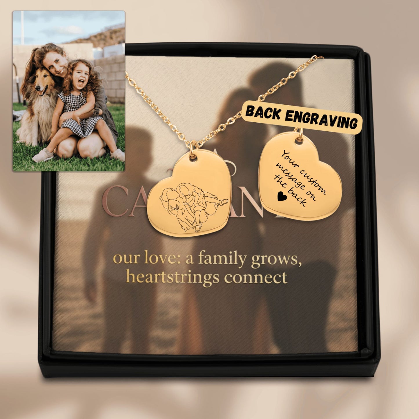 The Eternal Bond | Hand-Drawn Line Art Portrait Necklace