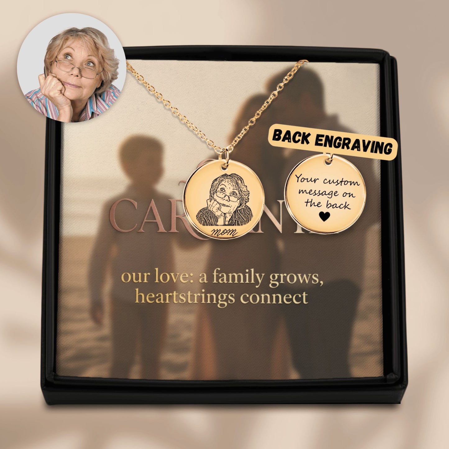 The Eternal Bond | Hand-Drawn Portrait Necklace