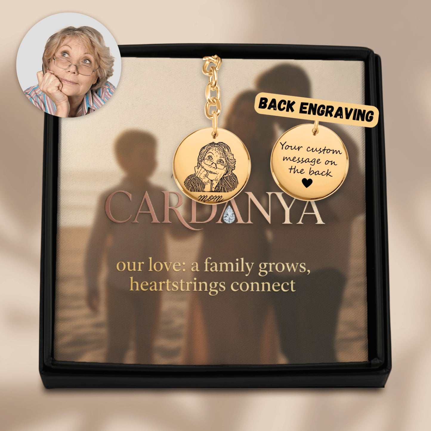 Timeless Mom | Hand-Drawn Portrait Keychain