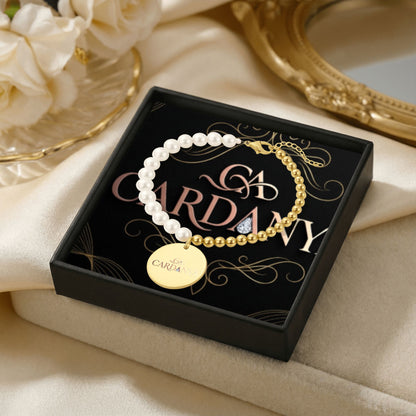Mother of Pearl Bracelet with Personalized Gold Coin