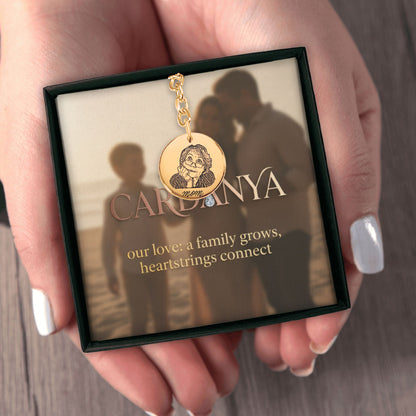 Timeless Mom | Hand-Drawn Portrait Keychain