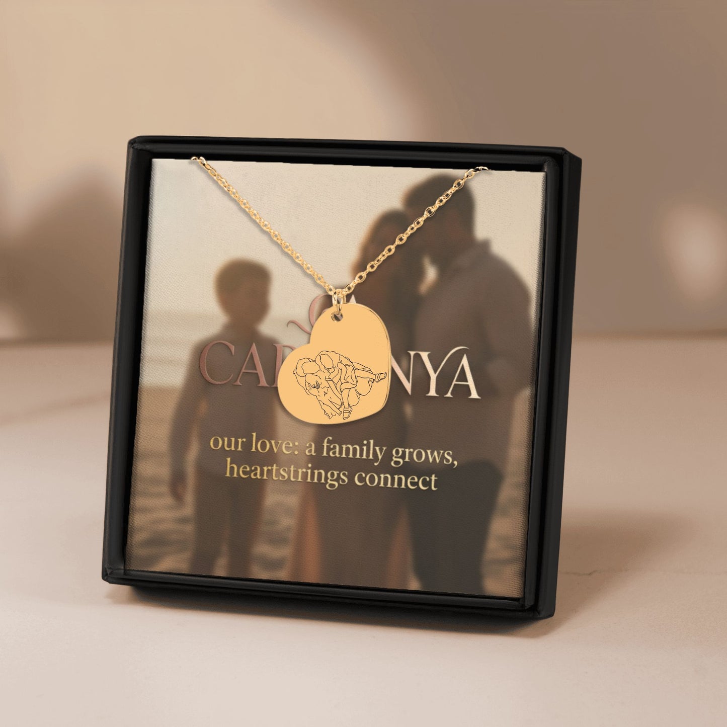 The Eternal Bond | Hand-Drawn Line Art Portrait Necklace