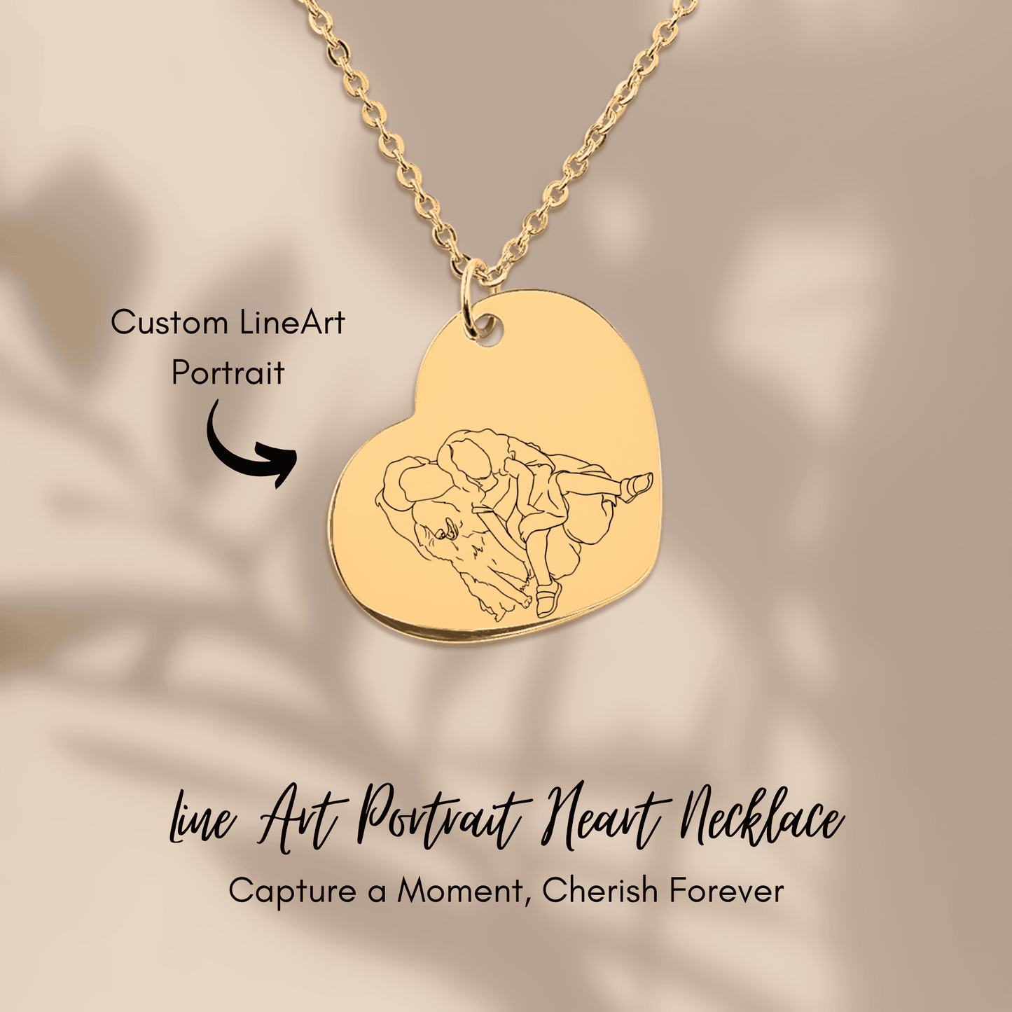 The Eternal Bond | Hand-Drawn Line Art Portrait Necklace