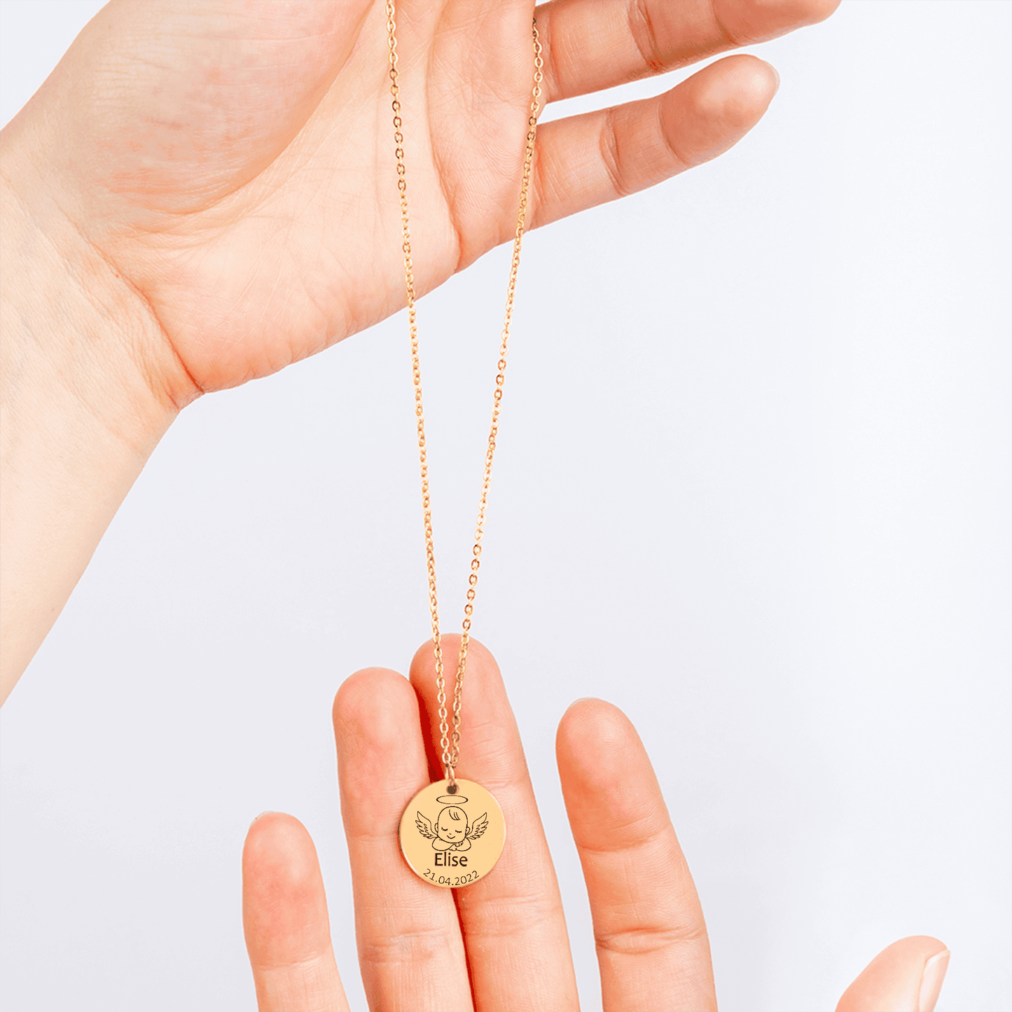 Baby Angel Necklace | Personalized Baby Name & Birth Date Keepsake