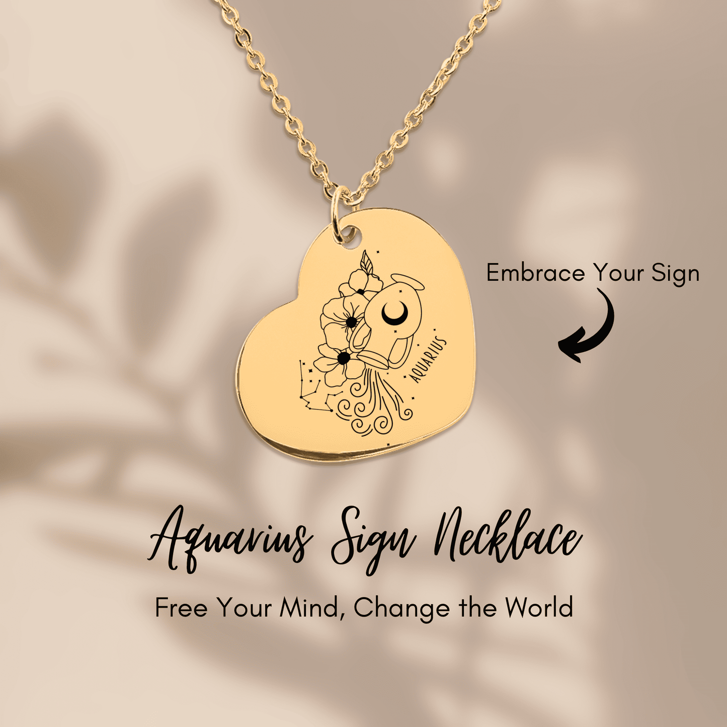 Aquarius Zodiac Necklace | Timeless Engraved Jewelry