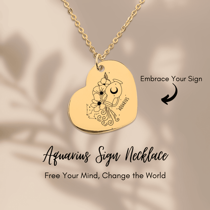 Aquarius Zodiac Necklace | Timeless Engraved Jewelry