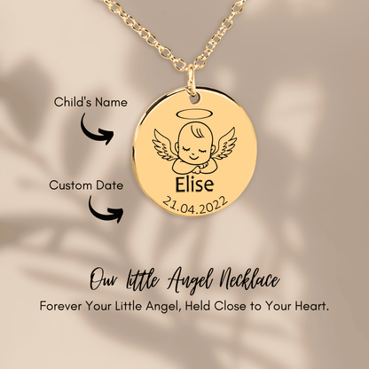 Baby Angel Necklace | Personalized Baby Name & Birth Date Keepsake