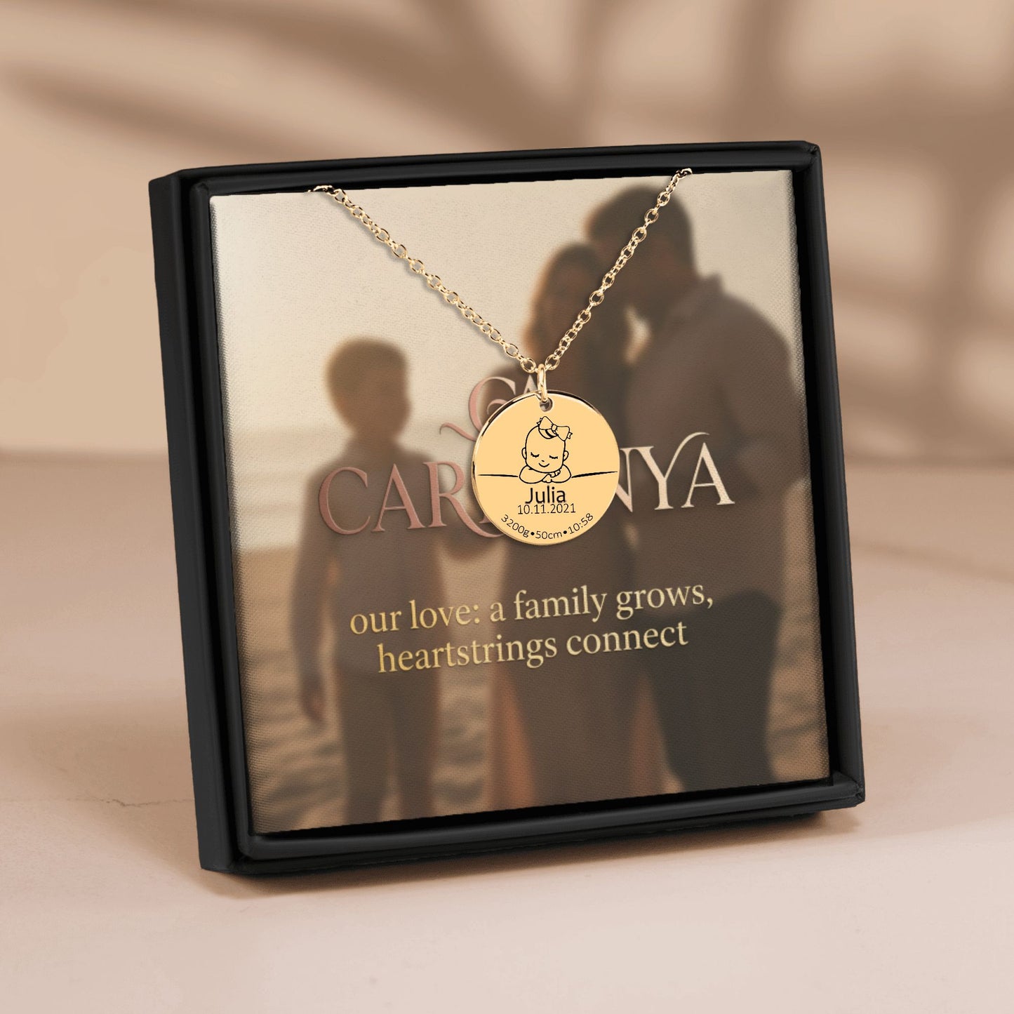 Personalized Baby Birth Details Necklace | Family Keepsake