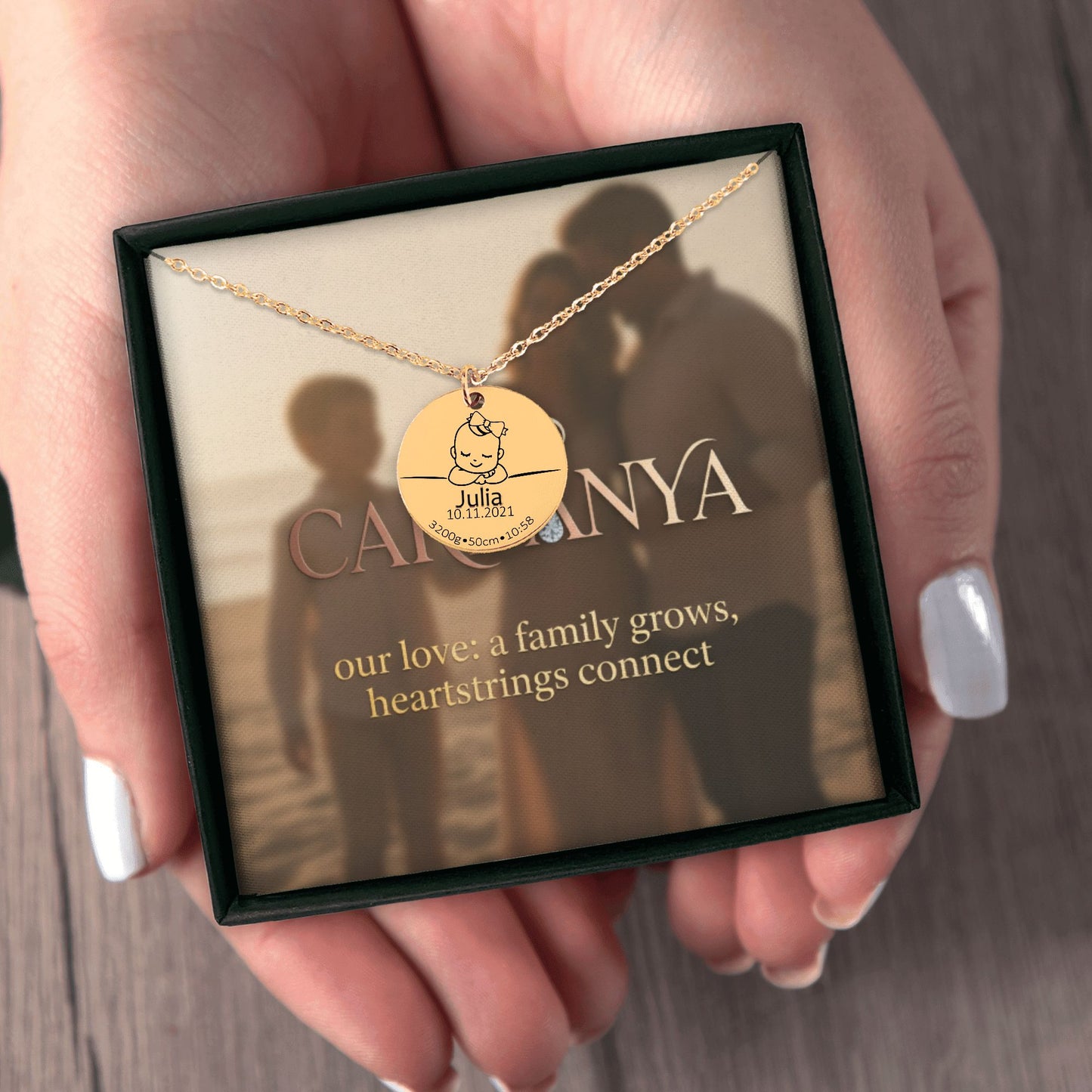 Personalized Baby Birth Details Necklace | Family Keepsake