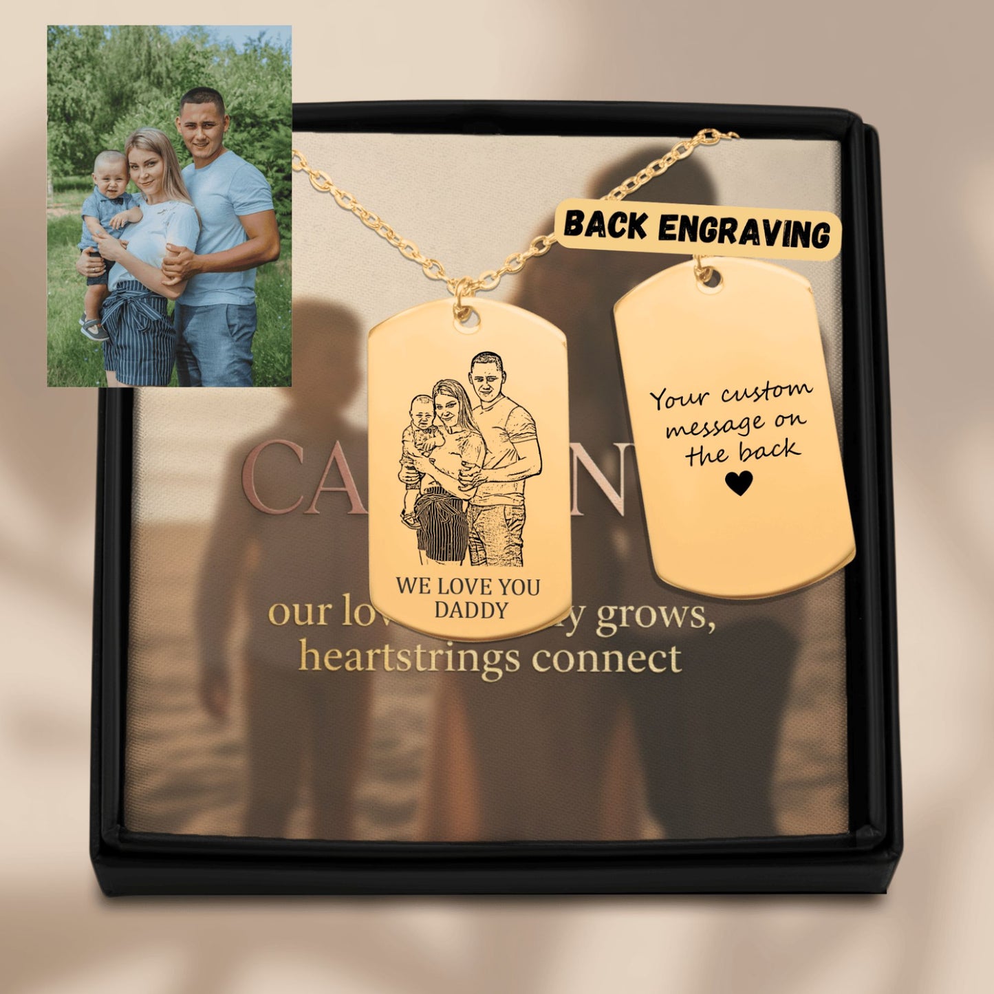 Family Tag Portrait Necklace | Personalized Family Photo Keepsake