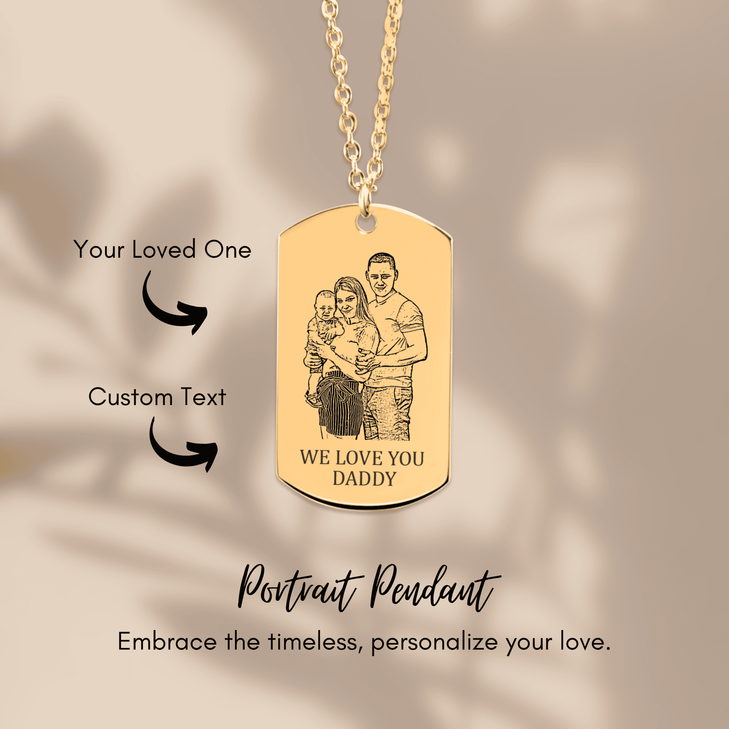 Family Tag Portrait Necklace | Personalized Family Photo Keepsake