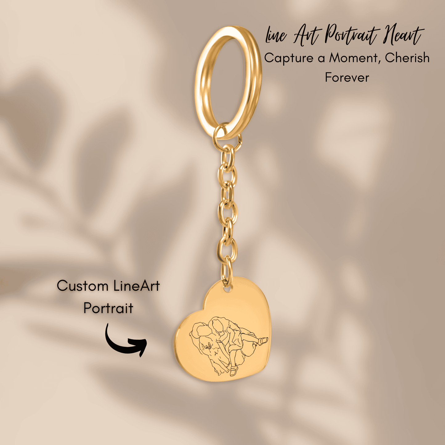 The Eternal Bond | Hand-Drawn Line Art Portrait Keychain