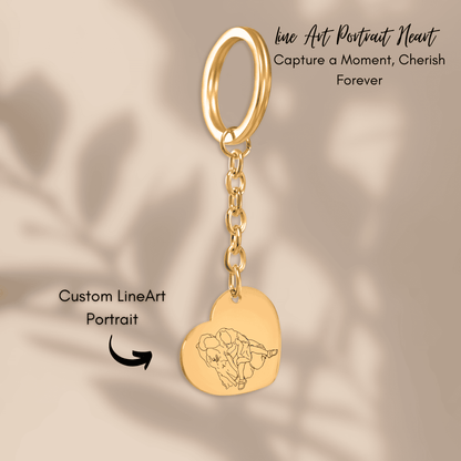 The Eternal Bond | Hand-Drawn Line Art Portrait Keychain